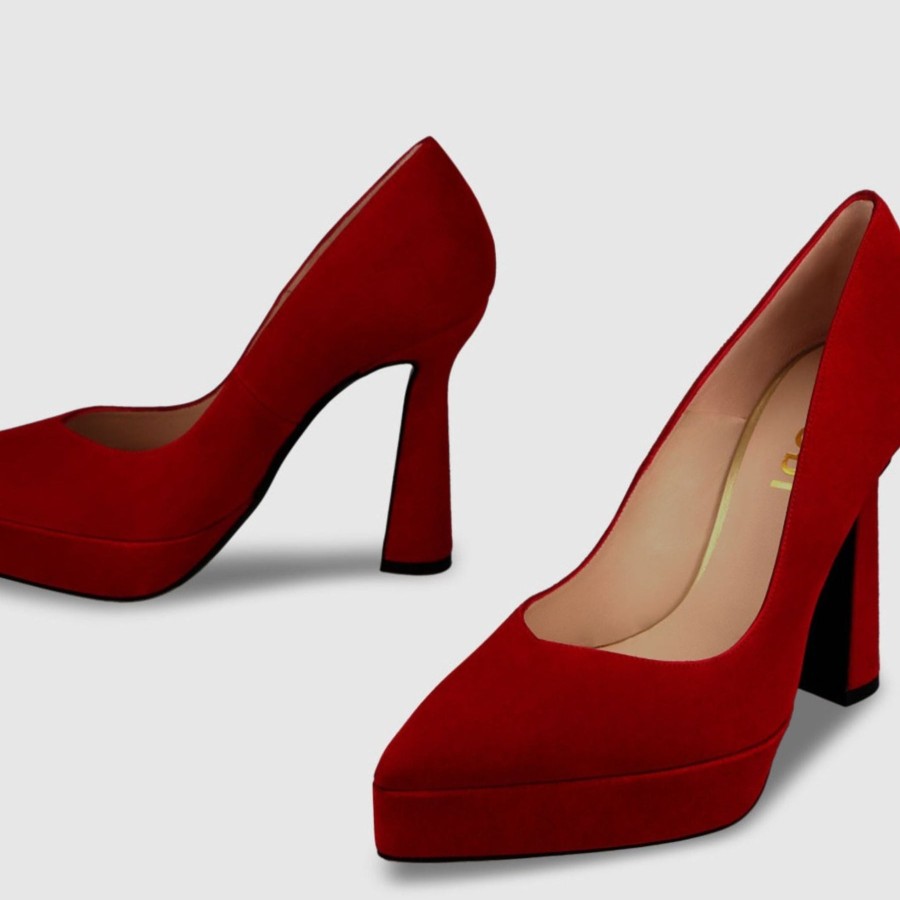 Shoes Lodi | Lodi Wanis Lips Red Suede Platform Heels