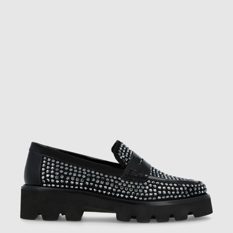 Shoes Lodi | Lodi Cam4011 Black Sparkle Loafers