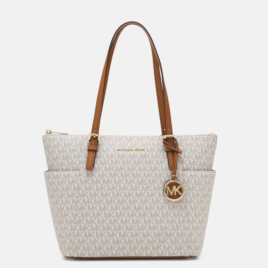 Handbags Michael Kors | Michael Kors Ew Tz Vanilla/Acorn Tote