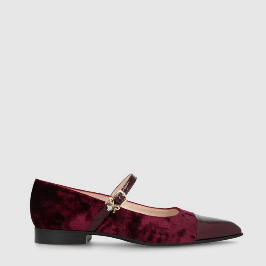 Shoes Lodi | Lodi Bry-Te Ballerinas In Burgundy Velvet And Patent Leather