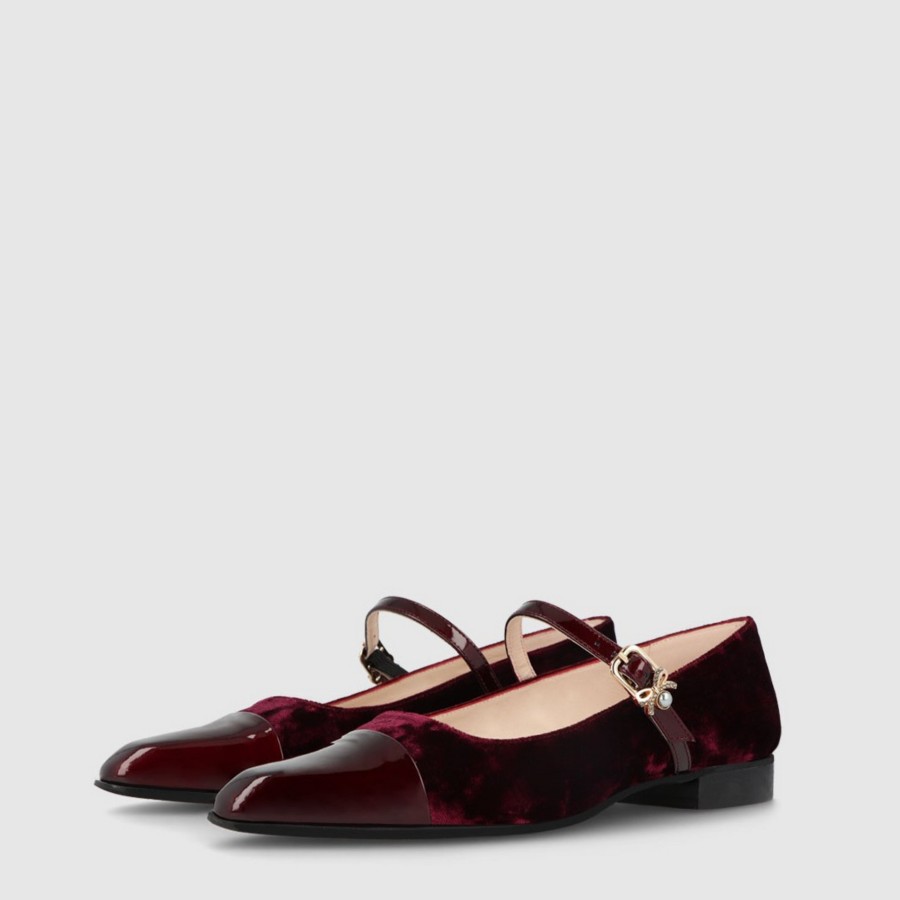 Shoes Lodi | Lodi Bry-Te Ballerinas In Burgundy Velvet And Patent Leather